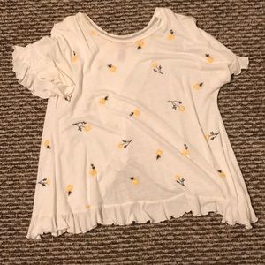 White and yellow flowered top